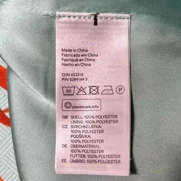 H&M Chiffon Halter Tank Top Tropical Palm Leaf Print Aqua Orange 6 Small - Picture 10 of 10